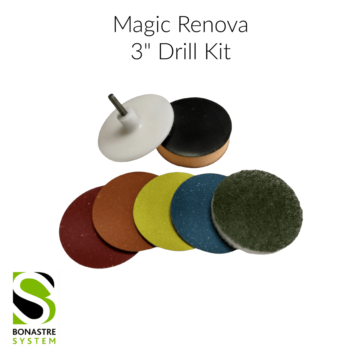 Stone Polishing Kit - Magic Renova 3" Drill Kit for small areas - Clean Center