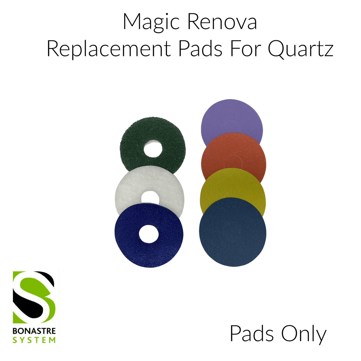 Quartz Polishing Kit - Magic Renova Abrasives & Pad Replacement For Quartz 5" - Clean Center
